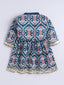 Kid One Infants Ikkat Print Cotton Kurti With Salwar Set Blue