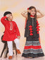 KID1 Aisha Bandhani Sharara Set For Girls With Chandaa Bandhani Kurta Pyjama For Boys - Black & Red