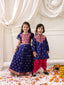 KID1 Twinkle Pattu Lehenga Choli Set For Girls With KID1 Royal Sherwani Dhoti Set For Boys - Blue