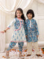 KID1 Madhubani Print Kurti Dhoti With Jacket For Girls With Madhubani Print Kurta Pajama With Boys - Blue