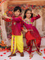 KID1 Dandia Mania Dhoti Set For Girl With Colourama Navratri Kurta Dhoti Set For Boys - Pink & Multi