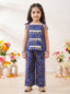 Kid One Navratri Bandhani Print Cotton Co-ord Set For Girls Blue