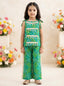 Kid One Navratri Bandhani Print Cotton Co-ord Set For Girls Green