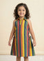 Striped Premium Collared Cotton Dress Multi