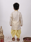 Kid One Jacquard Kurta Dhoti With Attached Jacket Set For Boys Yellow