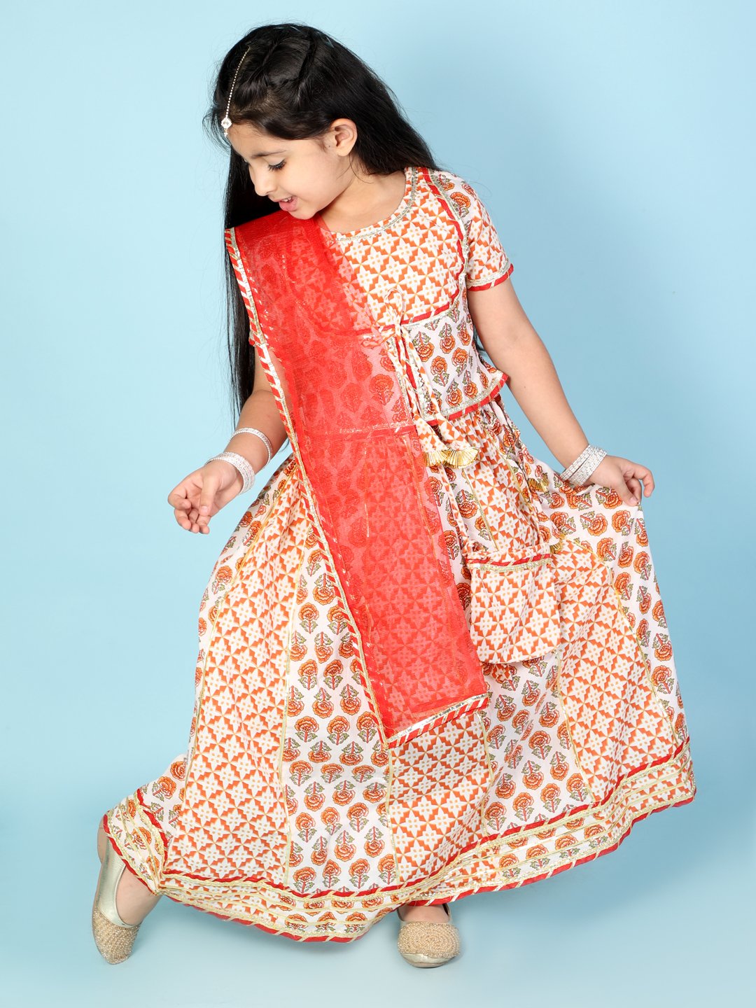 Buy AVANI FEB SEMISTITCHED KIDS LEHENGA CHOLI 4-15 (10-11 Years, Blue)  Online In India At Discounted Prices