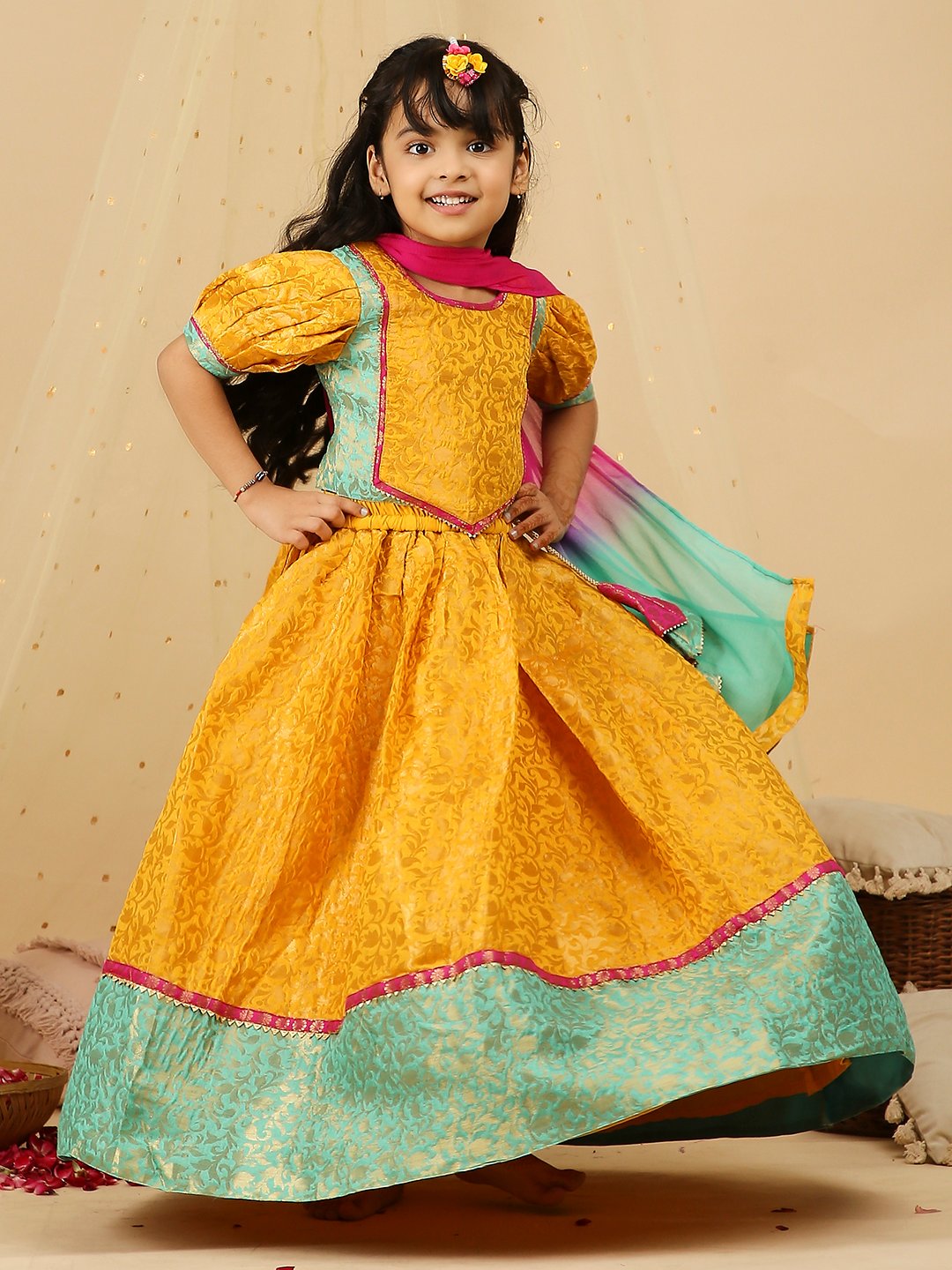 Lehenga Choli Set for Girls in Rani Color – Roop Sari Palace